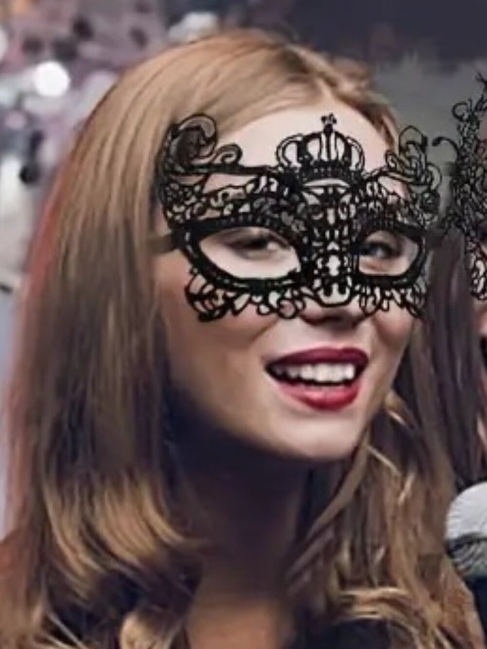 Black Venetian Lace Mask Mardi Gras Carnival Masquerade Halloween Cosplay